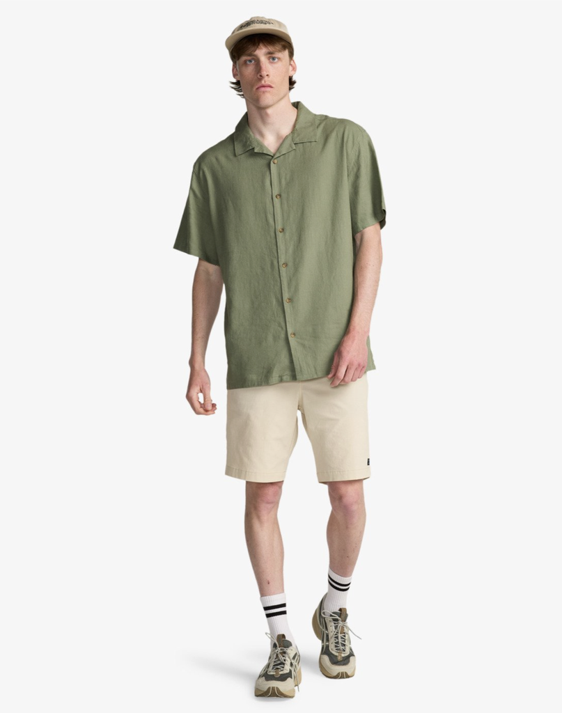 Camisa Billabong Vacay Linen - Moss Green (glw0)