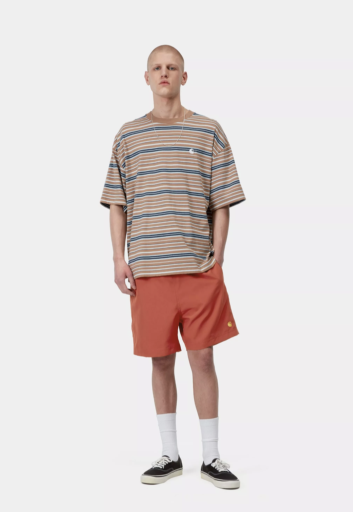 Bañador Carhartt WIP Chase Swim - Oxide Red/Gold