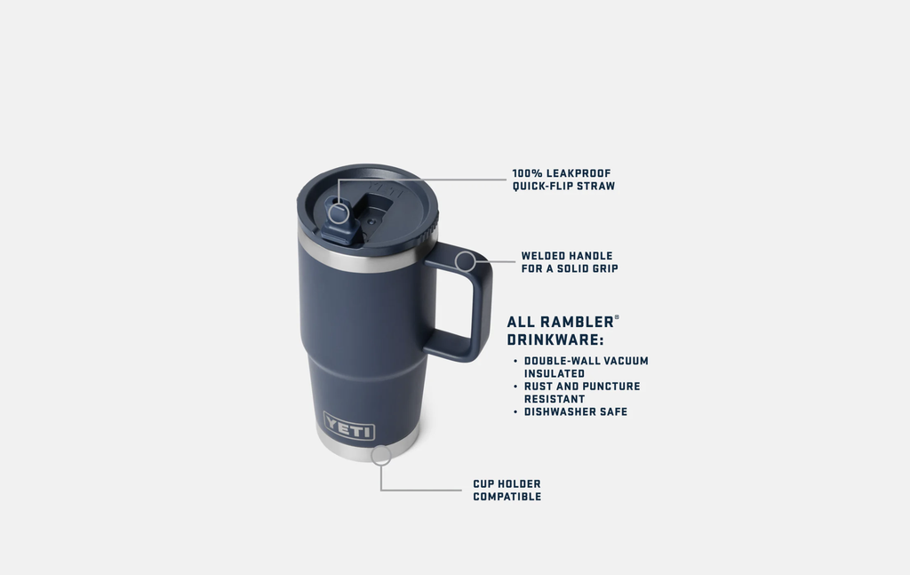 Taza de Viaje con Pajita Yeti Rambler 20 oz (591 ml) - Navy/Navy