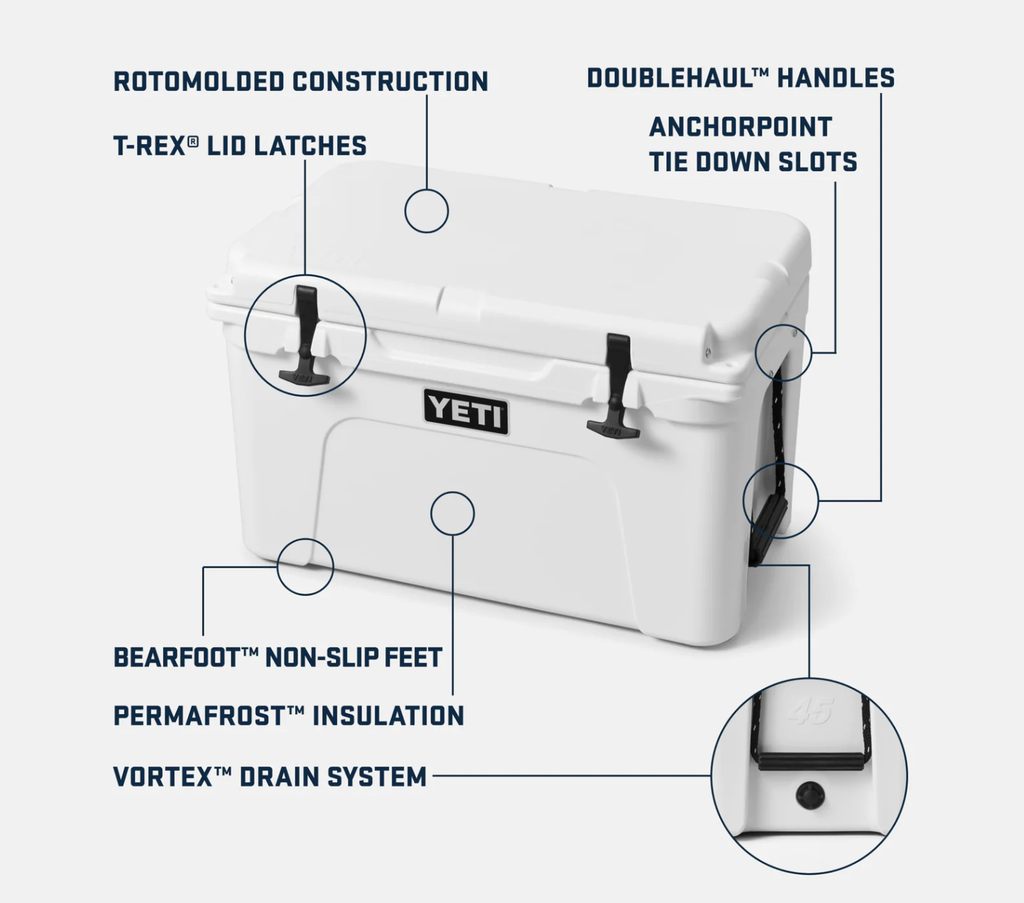 Nevera Portátil Yeti Tundra 45 - White/Blue
