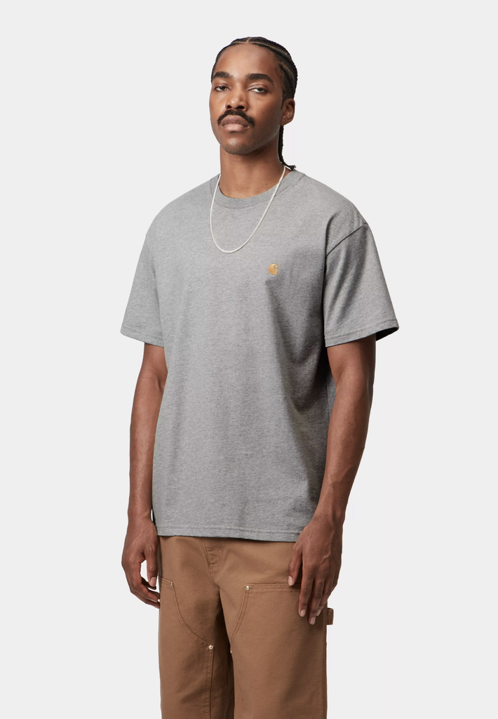Camiseta Carhartt WIP Chase - Grey Heather/Gold