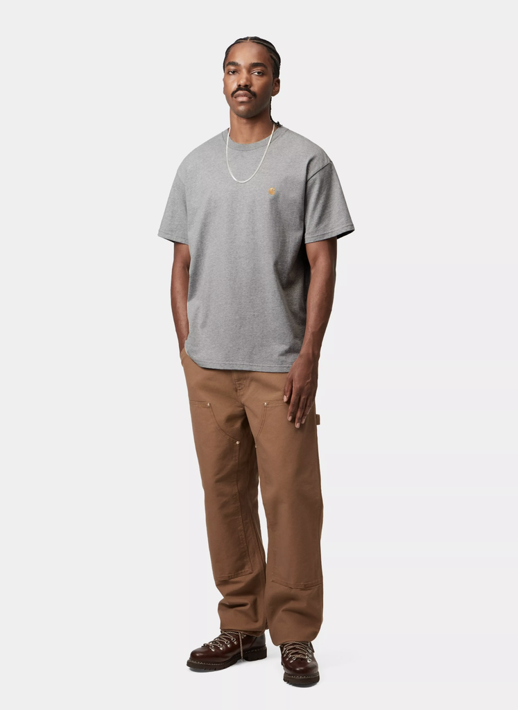 Camiseta Carhartt WIP Chase - Grey Heather/Gold