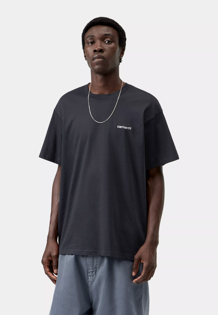 Camiseta Carhartt WIP Script Embroidery - Dark Navy/White