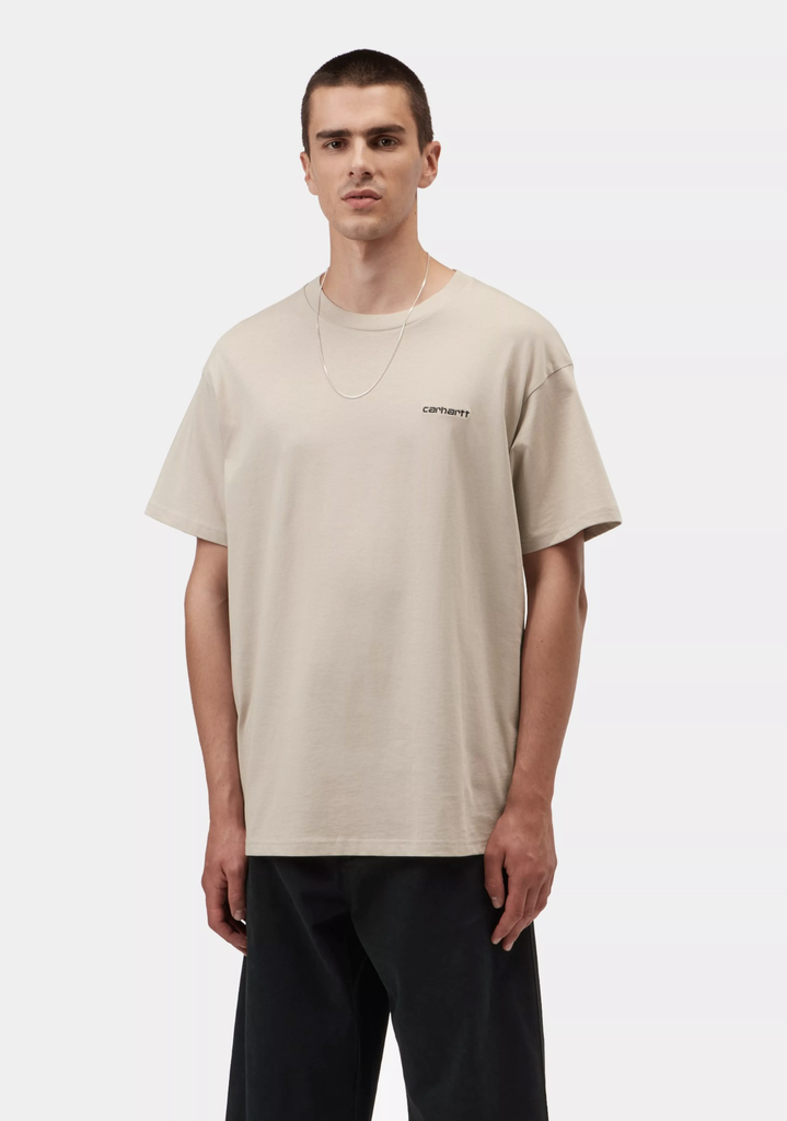 Camiseta Carhartt WIP Script Embroidery - Fleur de Sel/Black