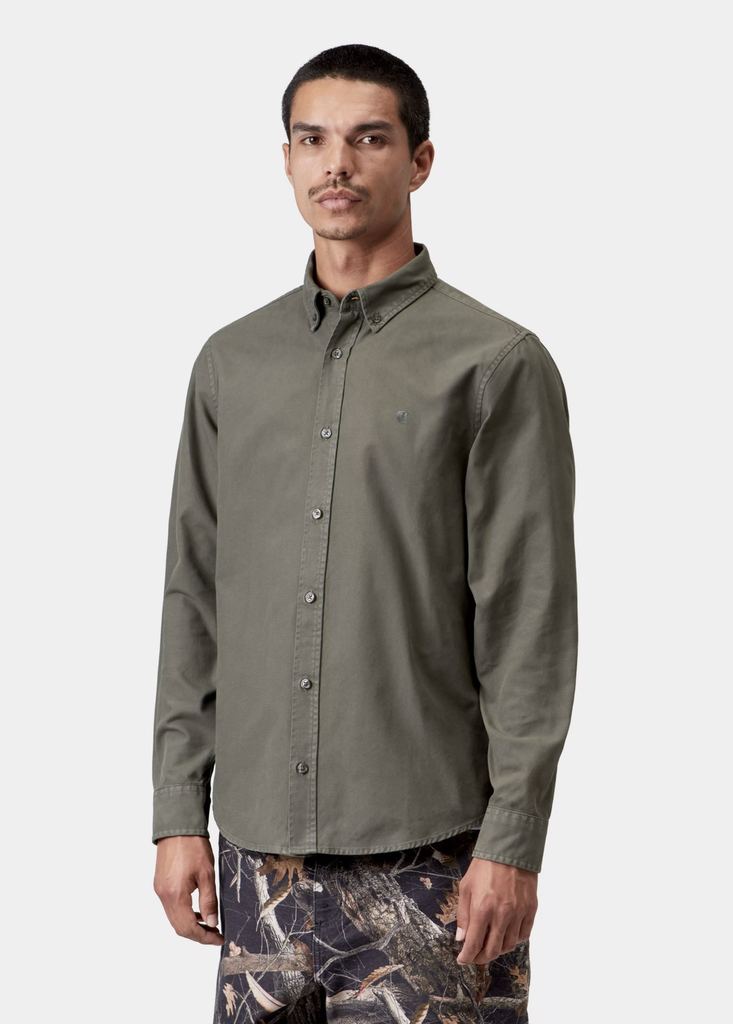 Camisa Carhartt WIP L/S Bolton - Shungite (Garment Dyed)