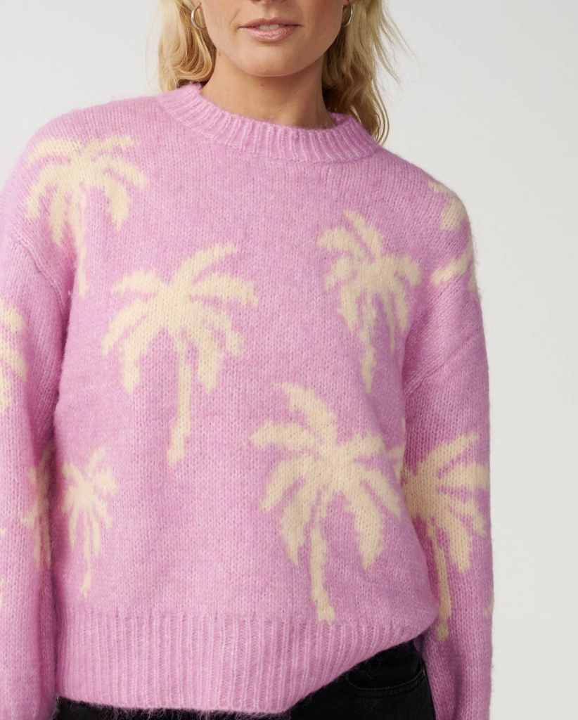 Jersey Rip Curl Retro Swell Palm Jacquard Crew - Lilac