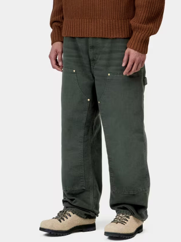 Pantalón Carhartt WIP Double Knee - Raven, Stone Canvas