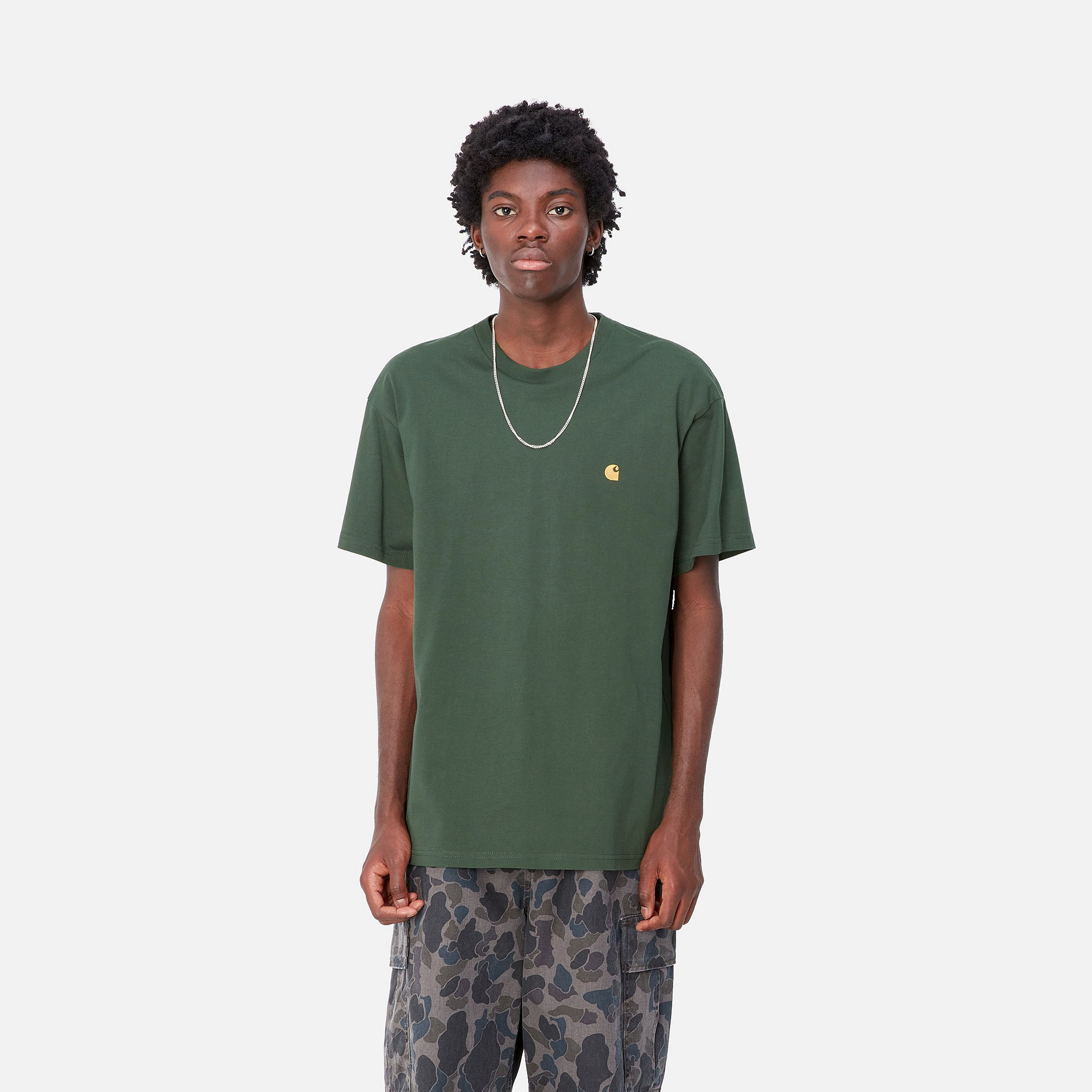 Camiseta Carhartt WIP Chase - Sycamore Tree/Gold
