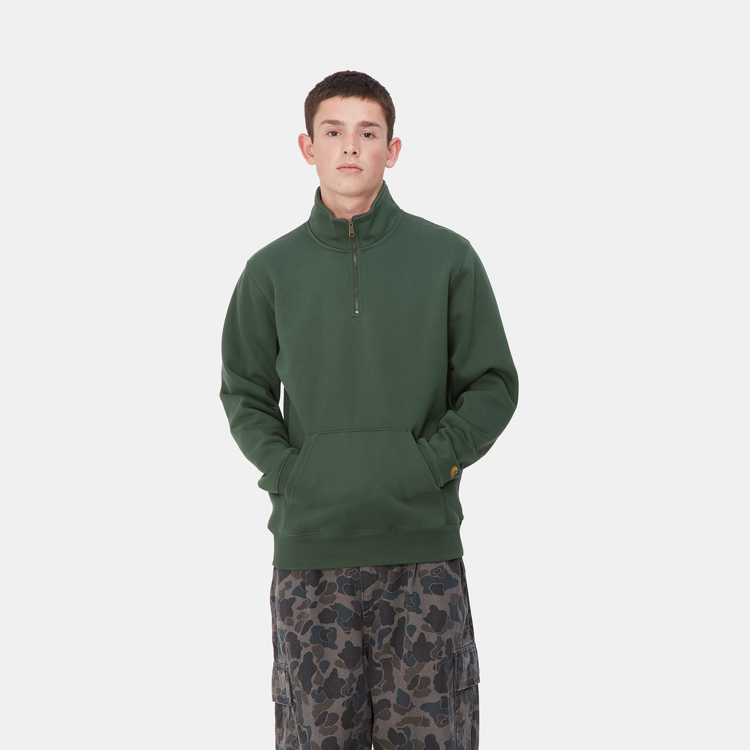 Sudadera con Media Cremallera Chase Neck Zip - Sycamore Tree/Gold