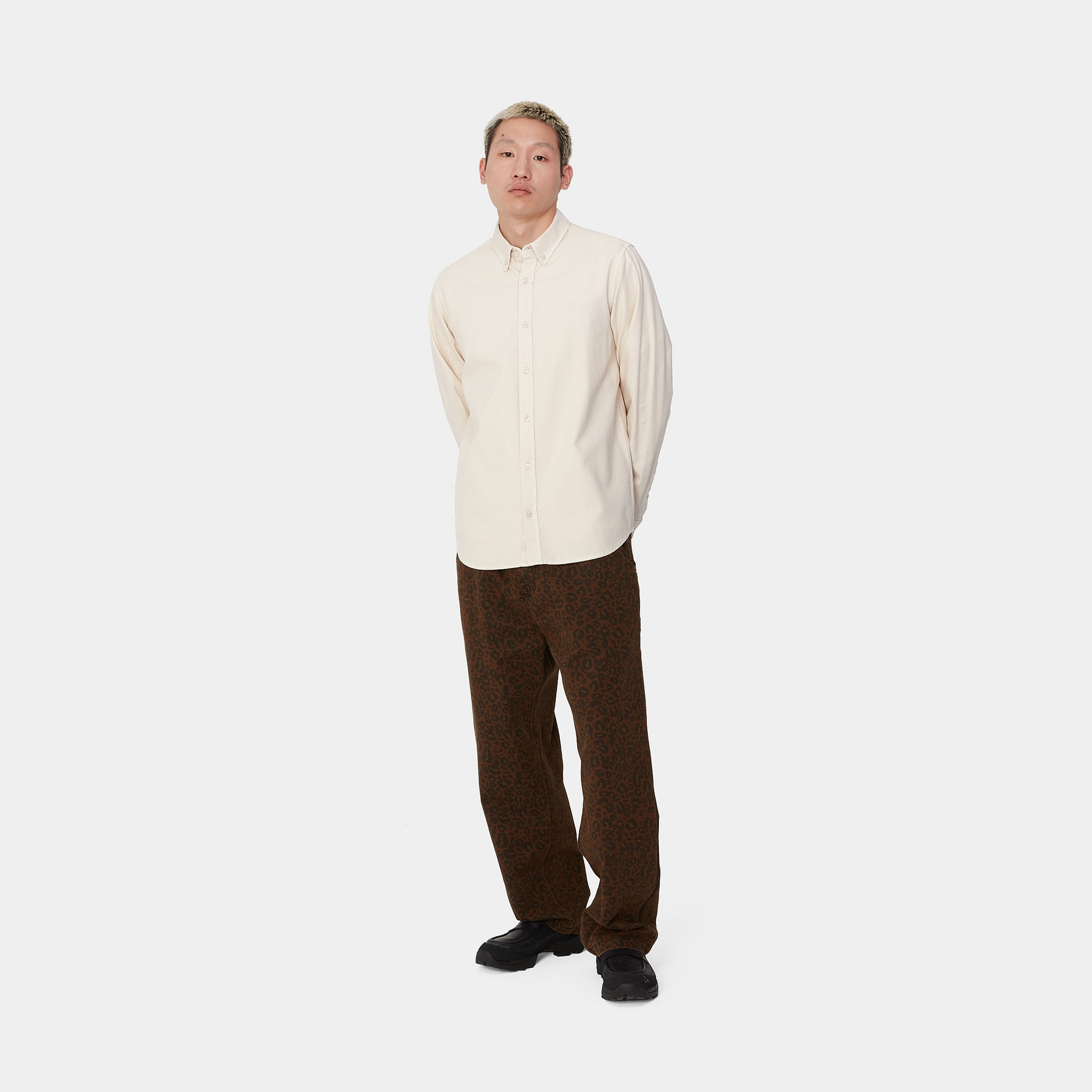 Camisa Carhartt WIP L/S Bolton - Moonbeam (Garment Dyed)
