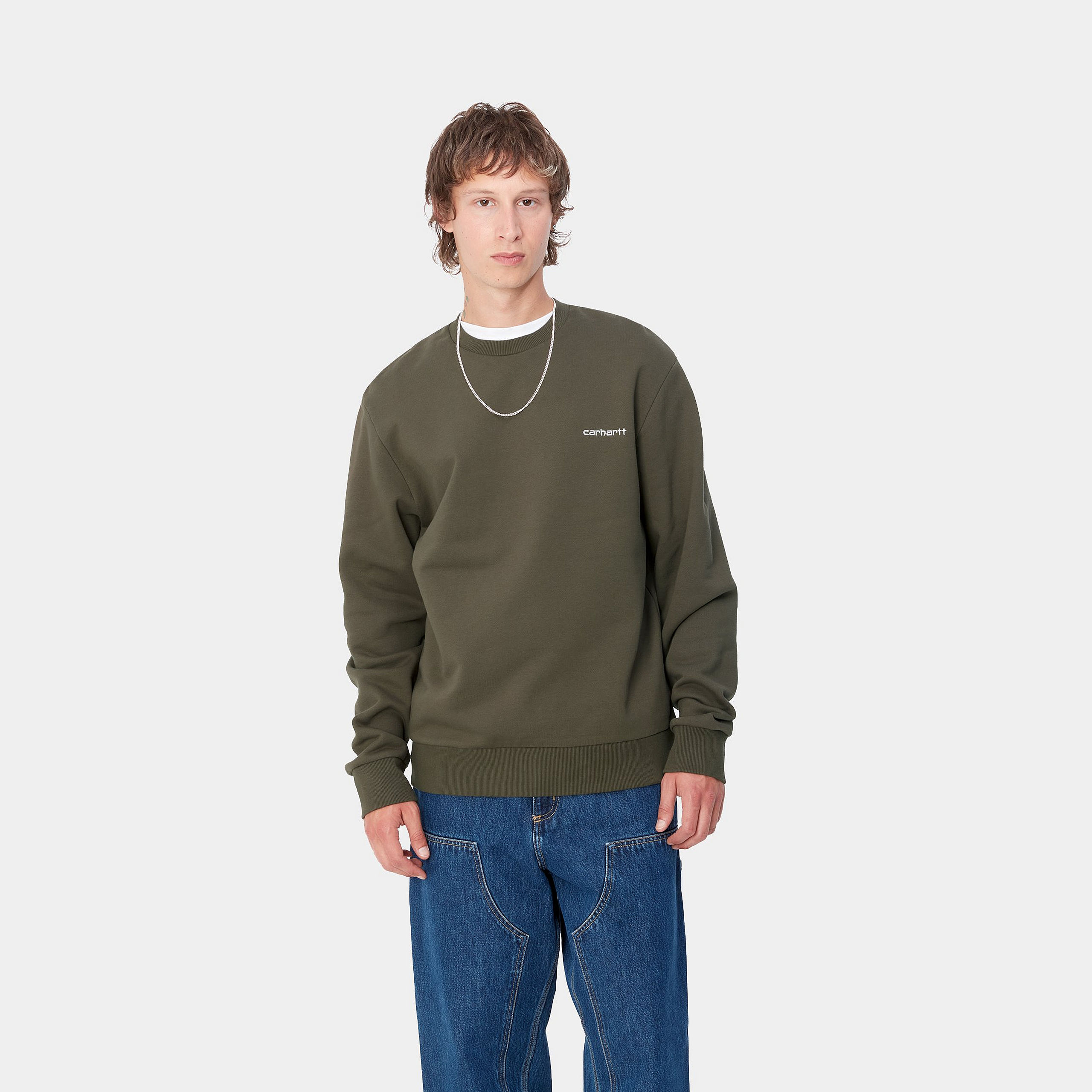Sudadera Carhartt WIP Script Embroidery - Cypress/White