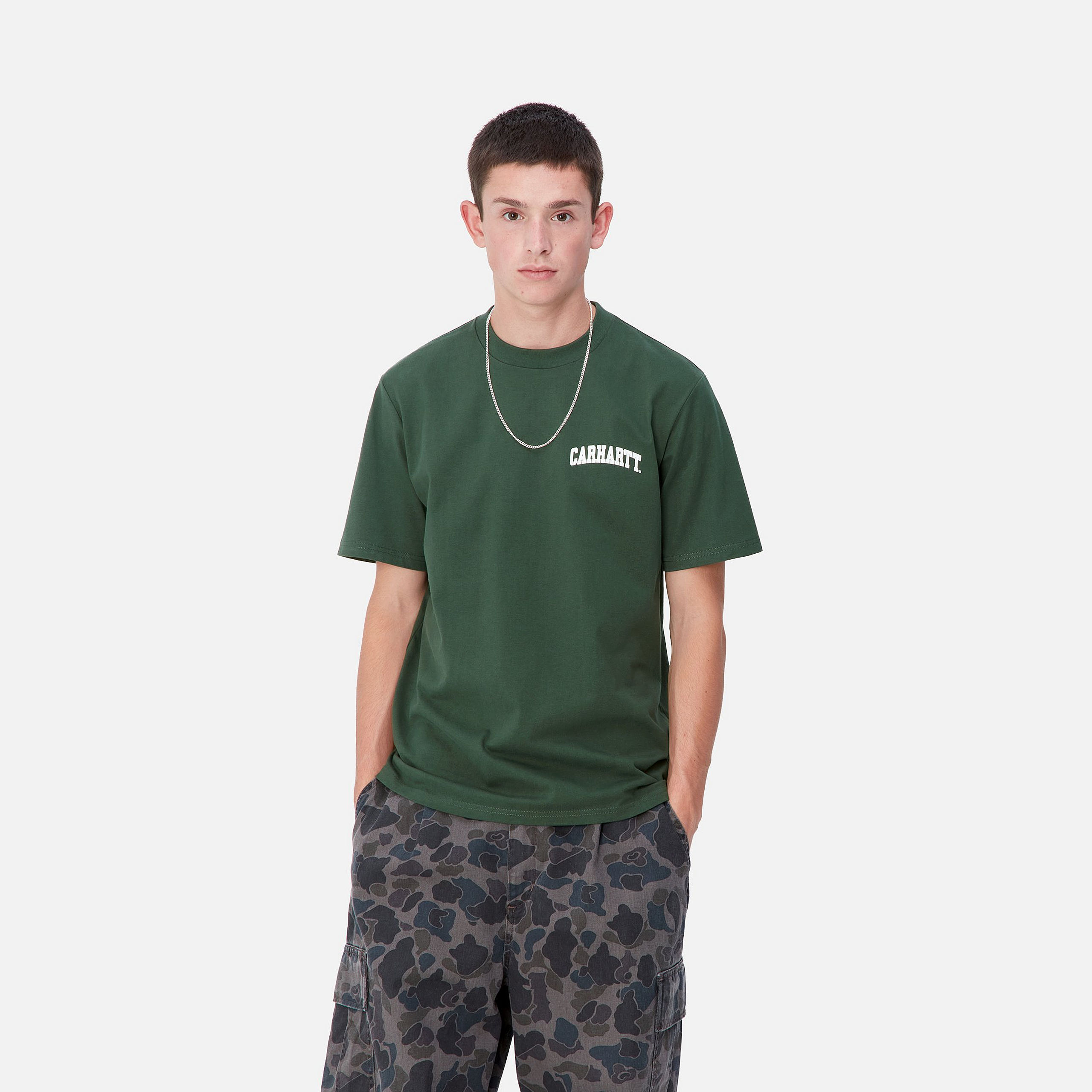 Camiseta Carhartt WIP University Script - Sycamore Tree/White