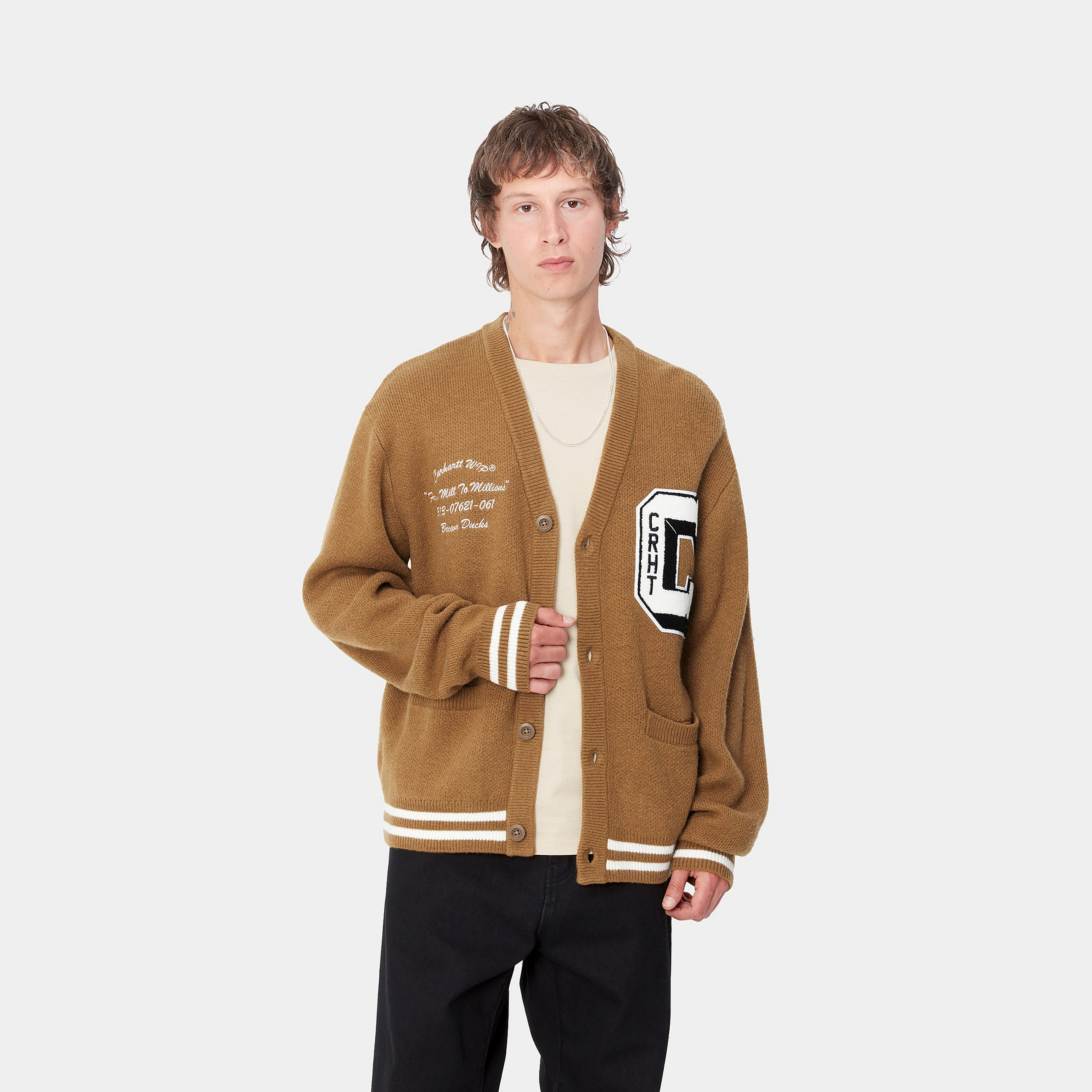 Cárdigan Carhartt WIP Brown Ducks - Hamilton Brown/Wax
