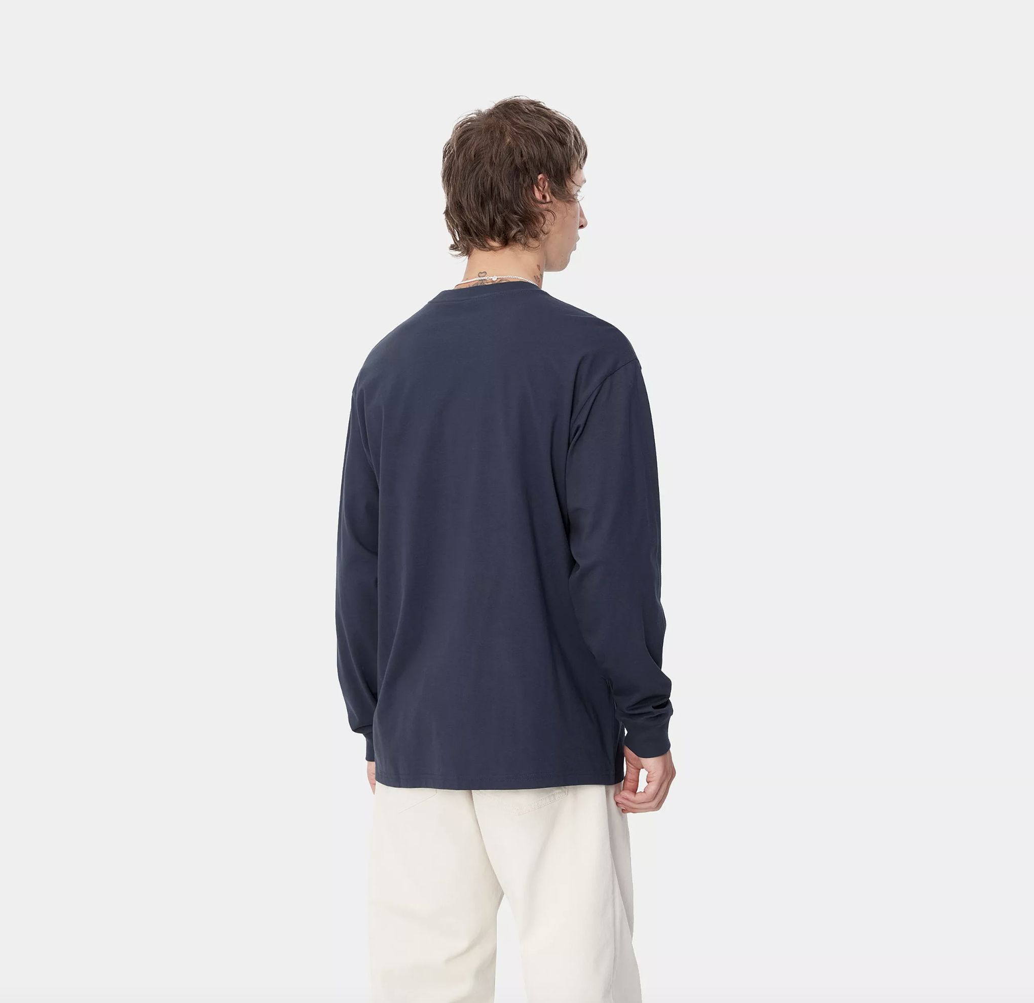 Camiseta Manga Larga Carhartt WIP L/S Script Embroidery - Air Force Blue/White