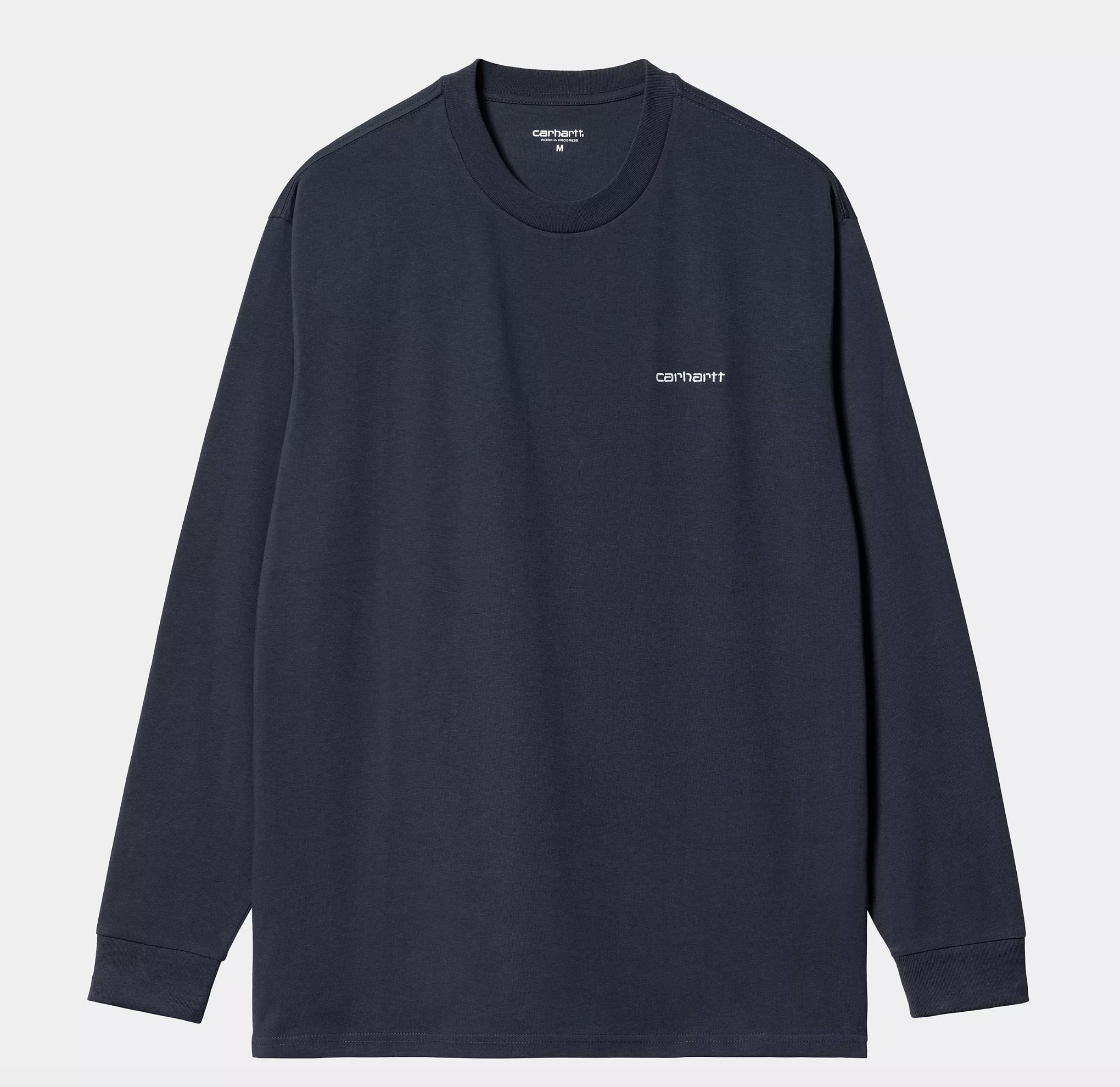 Camiseta Manga Larga Carhartt WIP L/S Script Embroidery - Air Force Blue/White