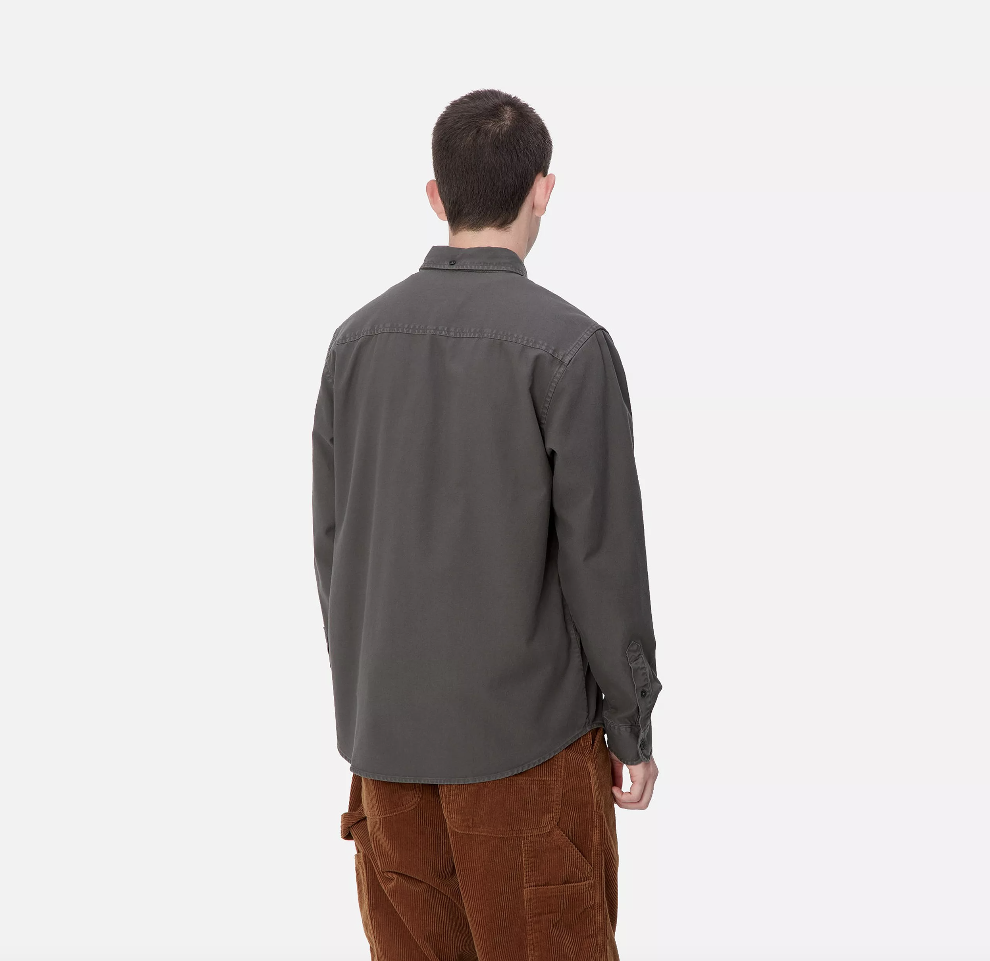 Camisa Carhartt WIP L/S Bolton - Graphite (Garment Dyed)