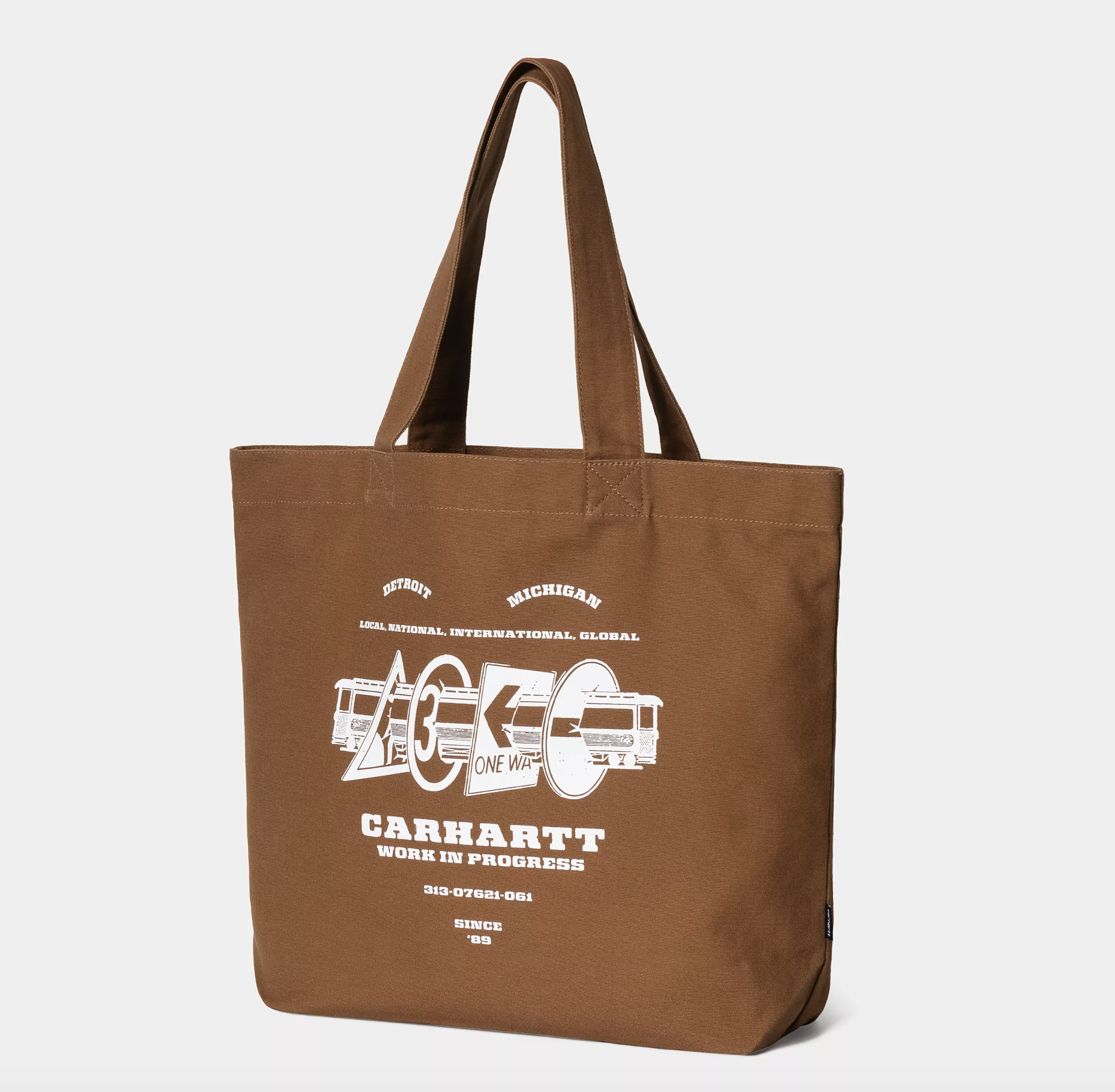 Bolso Carhartt Wip Canvas Graphic Tote Large - Runaway Print/Hamilton Brown