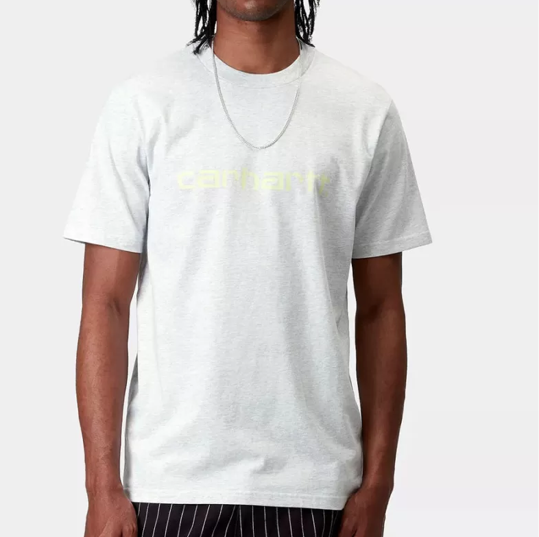 Camiseta Carhartt WIP Script - Ash Heather/Air Green