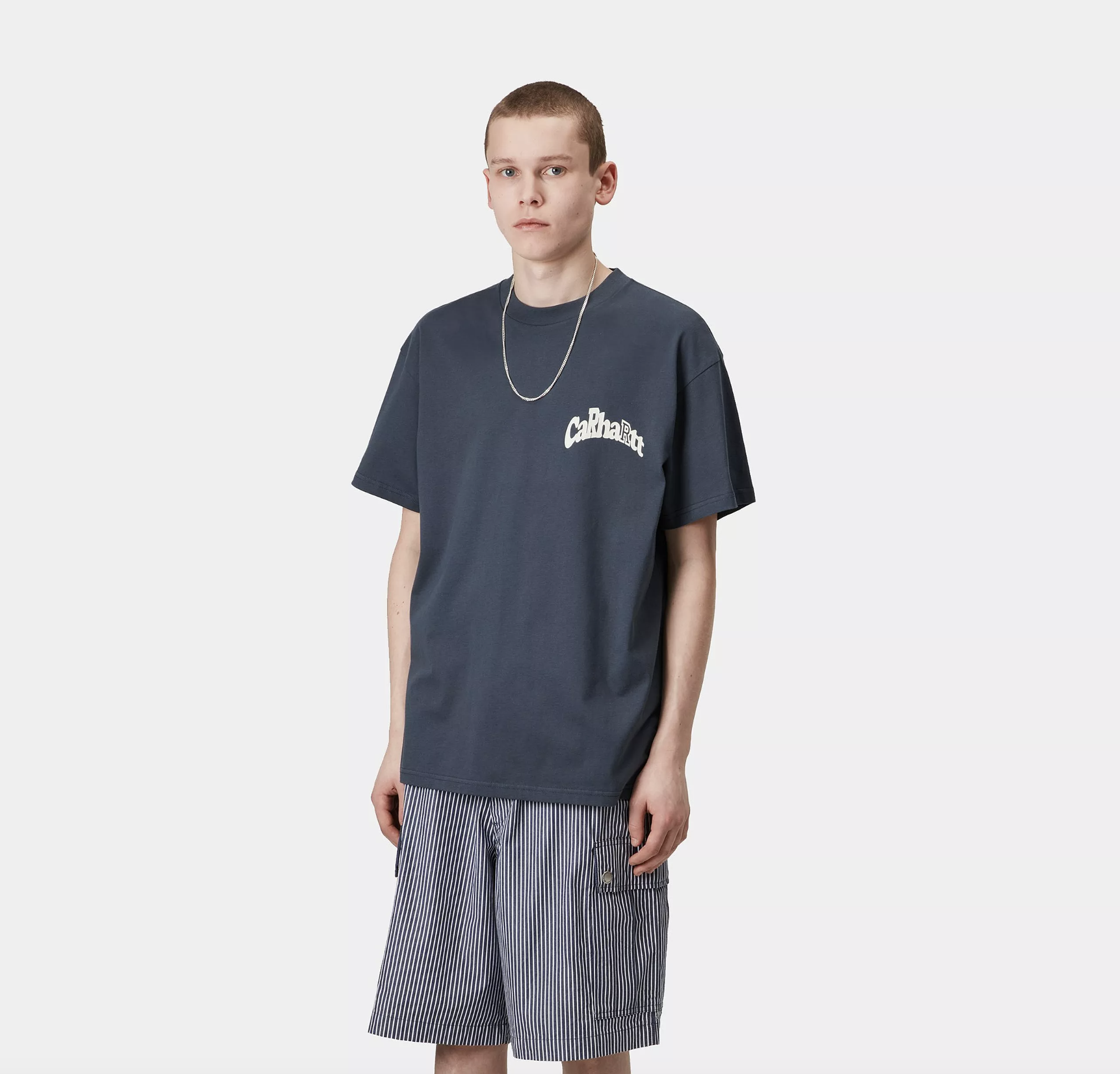 Camiseta Carhartt WIP Logo - Dusky Blue
