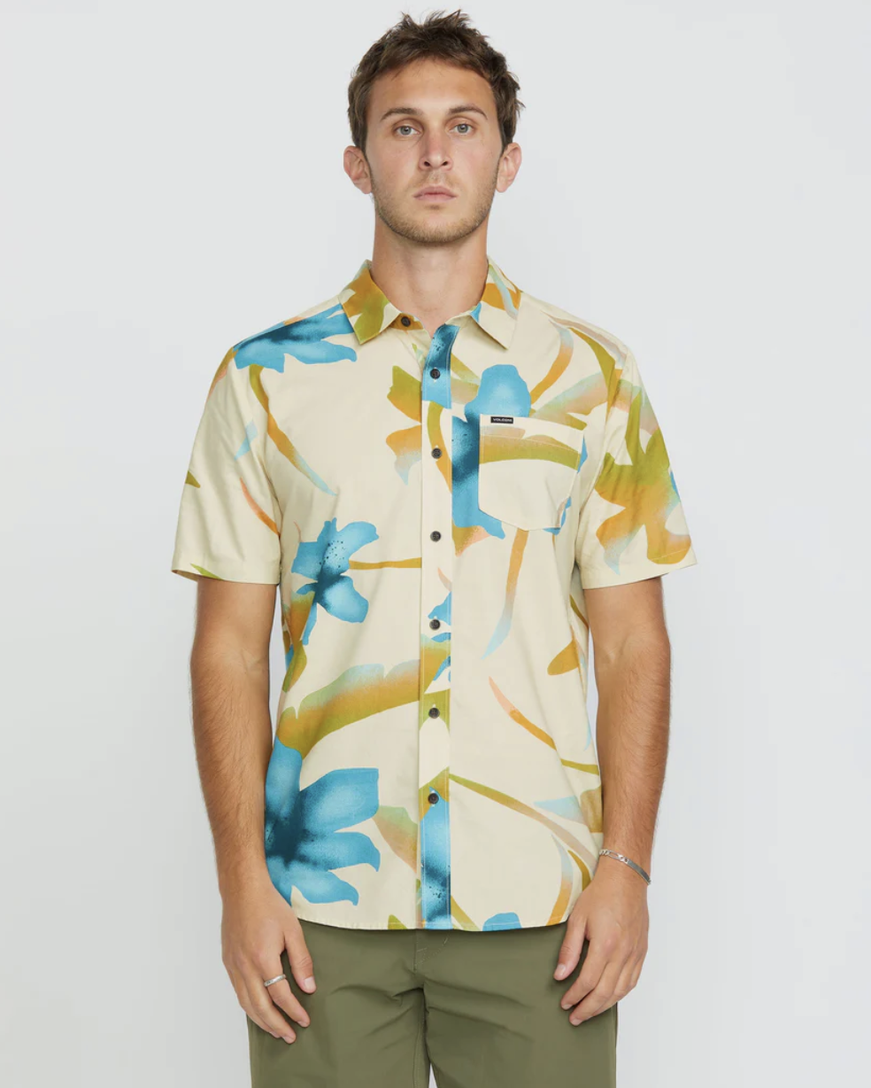 Camisa Volcom Tracers Floral - Light Beige