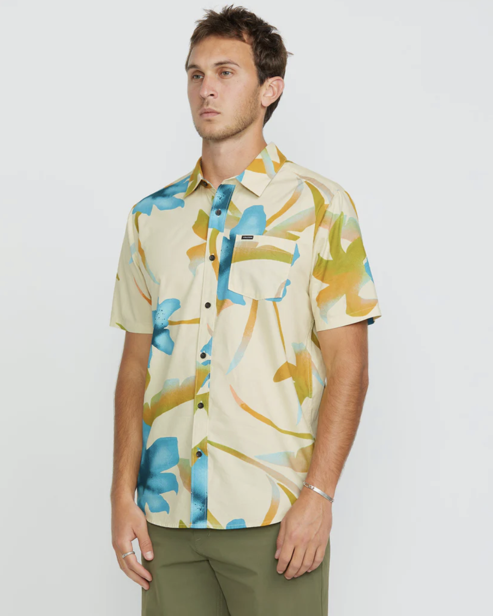 Camisa Volcom Tracers Floral - Light Beige