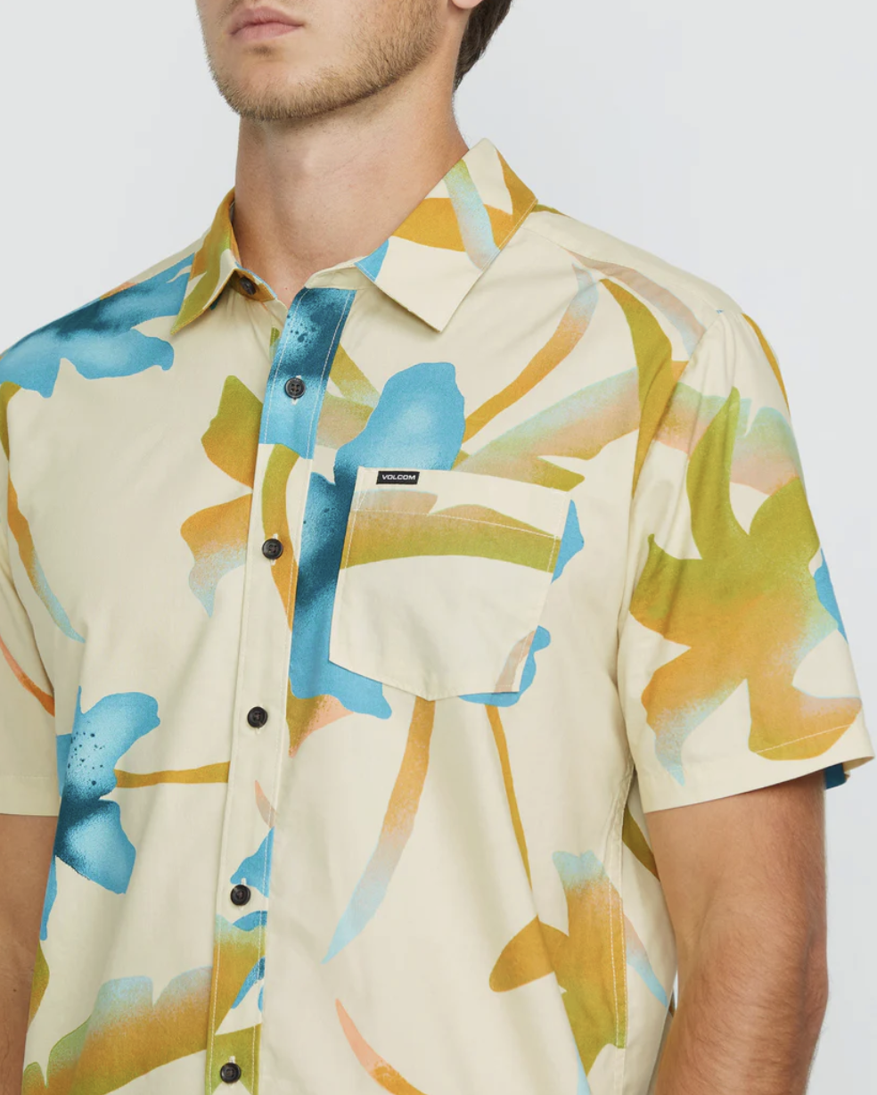 Camisa Volcom Tracers Floral - Light Beige