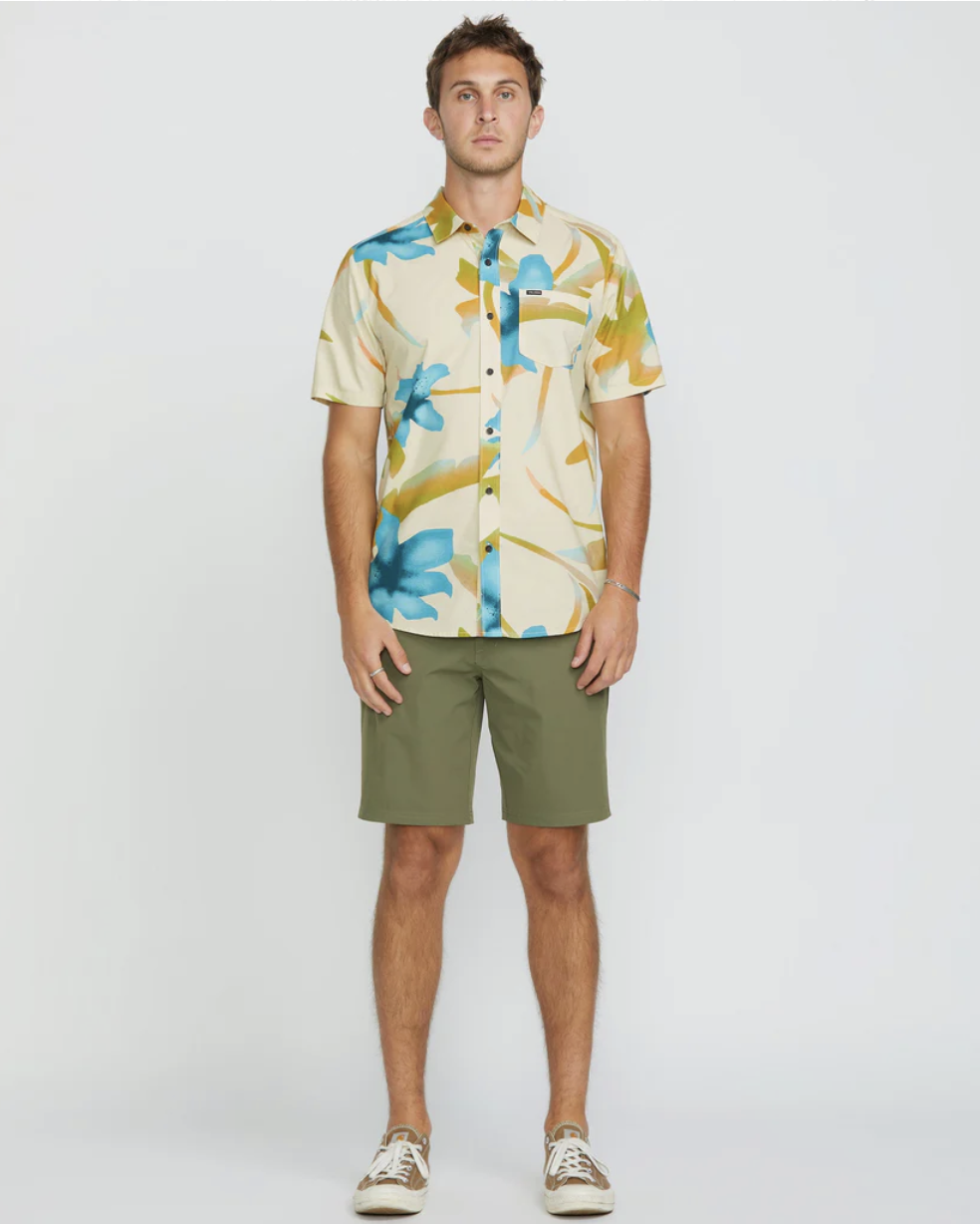 Camisa Volcom Tracers Floral - Light Beige