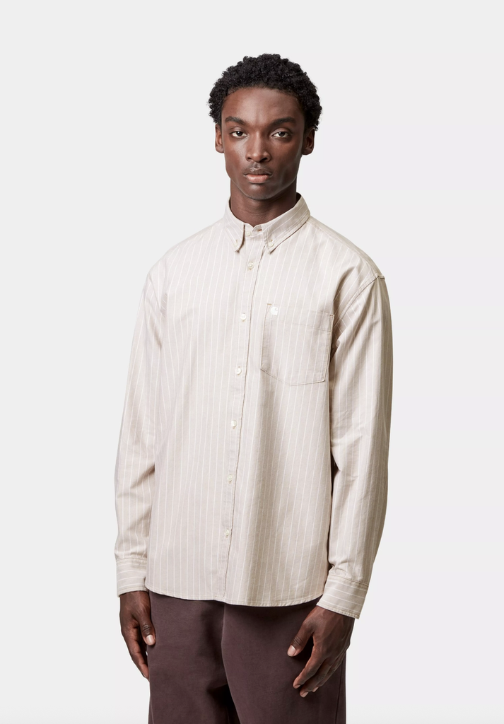 Camisa Carhartt WIP L/S  Cassel - Cassel Stripe, Peanut/White