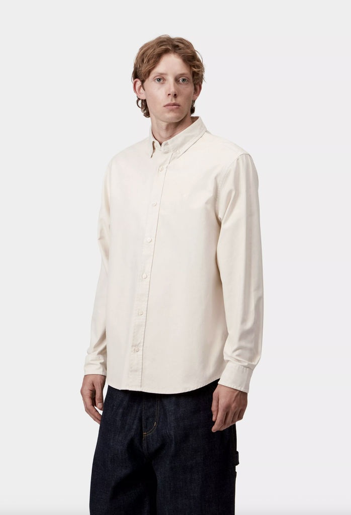 Camisa Carhartt WIP L/S Bolton - Salt (Garment Dyed)