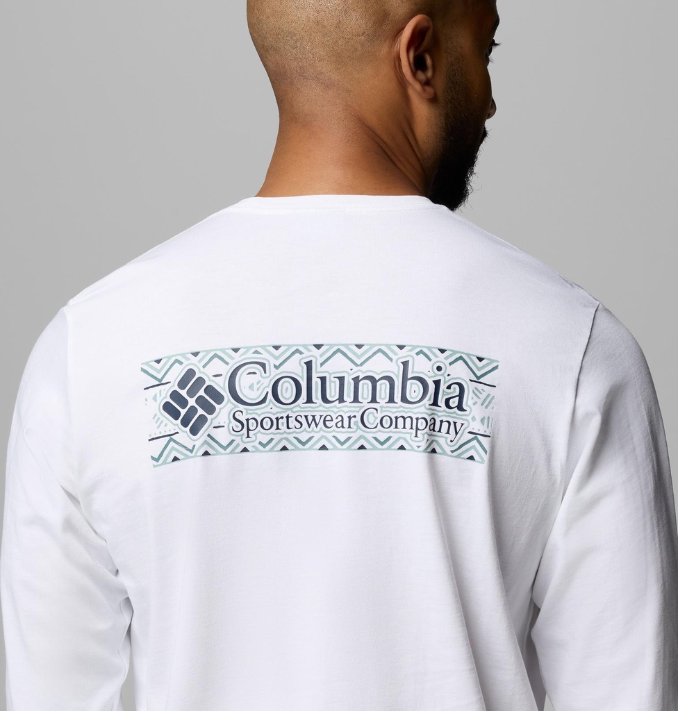 Camiseta Columbia L/S Explorers Canyon - White/Branded Blanket