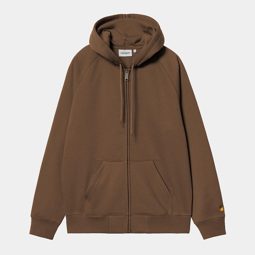 Sudadera con Cremallera Carhartt WIP Chase - Chocolate/Gold