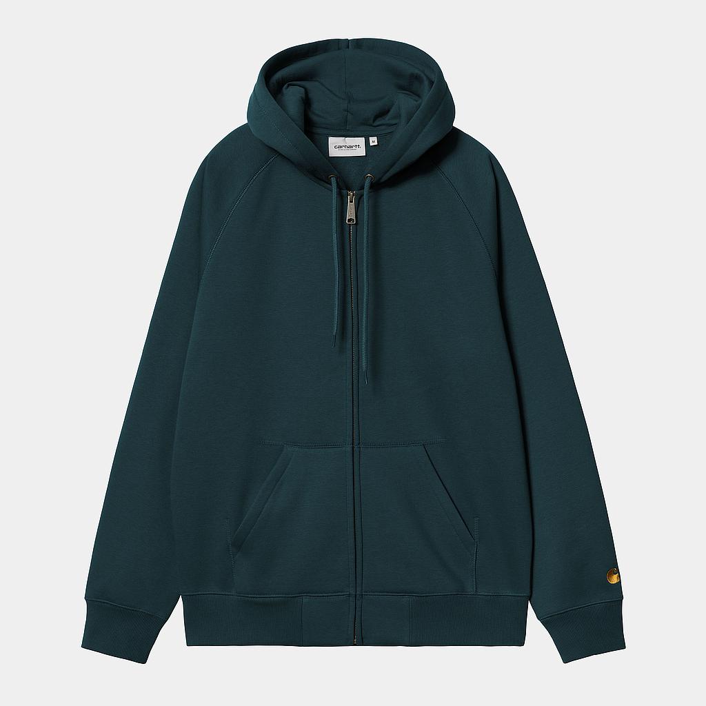 Sudadera con Cremallera Carhartt WIP Chase - Duck Blue/Gold
