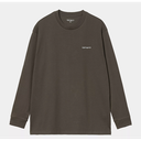 Camiseta Manga Larga Carhartt WIP L/S Script Embroidery - Cypress/White