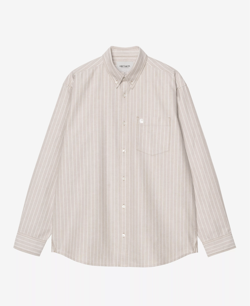 Camisa Carhartt WIP L/S  Cassel - Cassel Stripe, Peanut/White