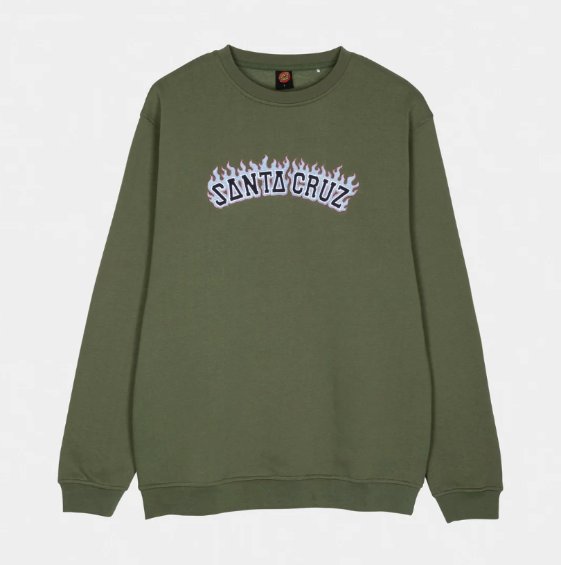 Sudadera Santa Cruz Crew Burnt Collegiate - Dark Moss