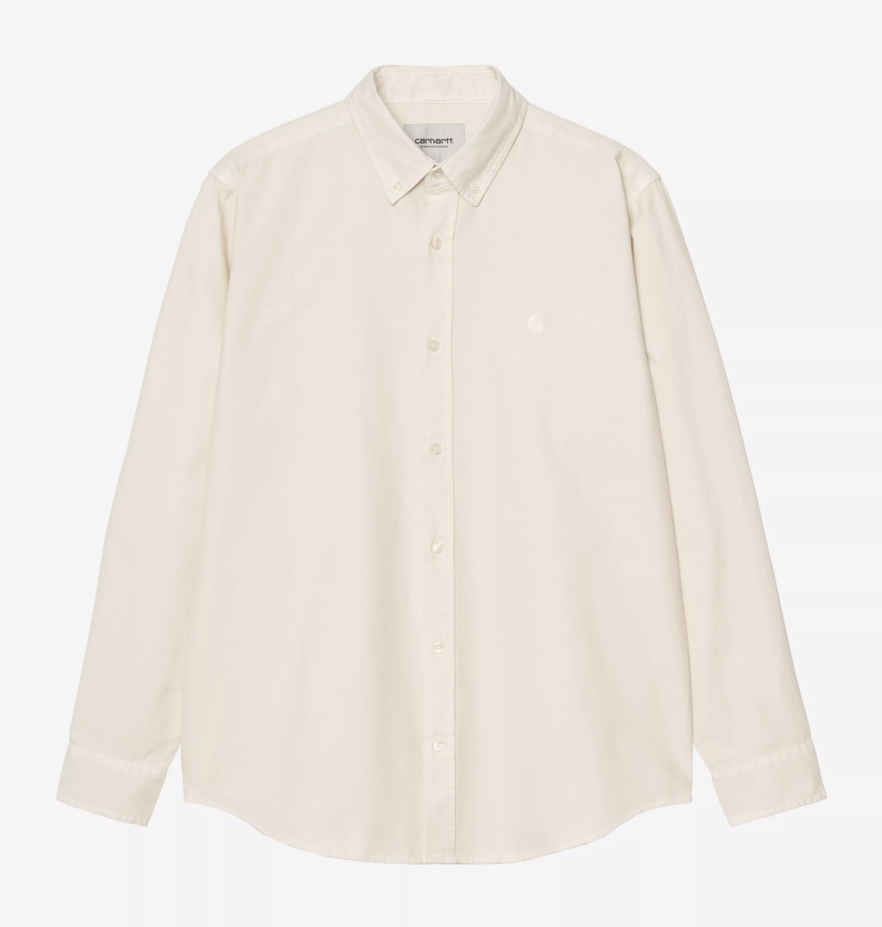 Camisa Carhartt WIP L/S Bolton - Salt (Garment Dyed)