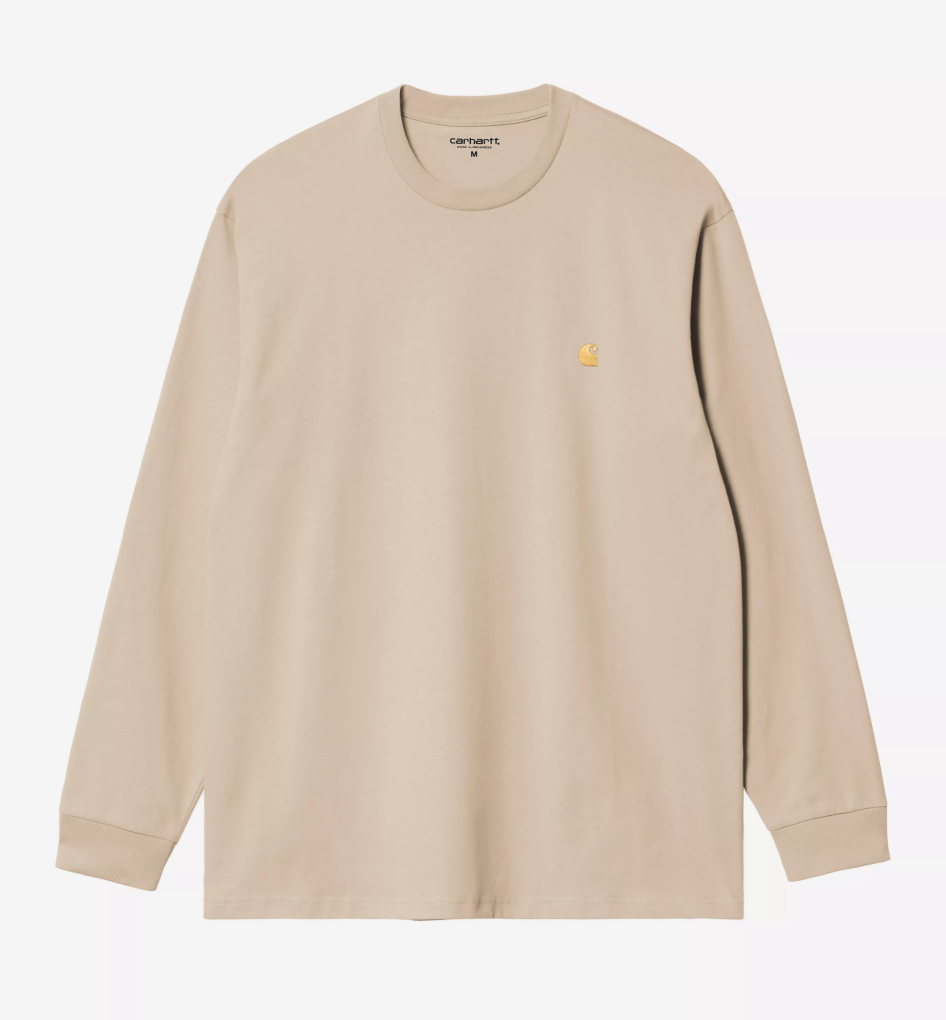 Camiseta Carhartt WIP L/S Chase - Fleur de Sel/Gold