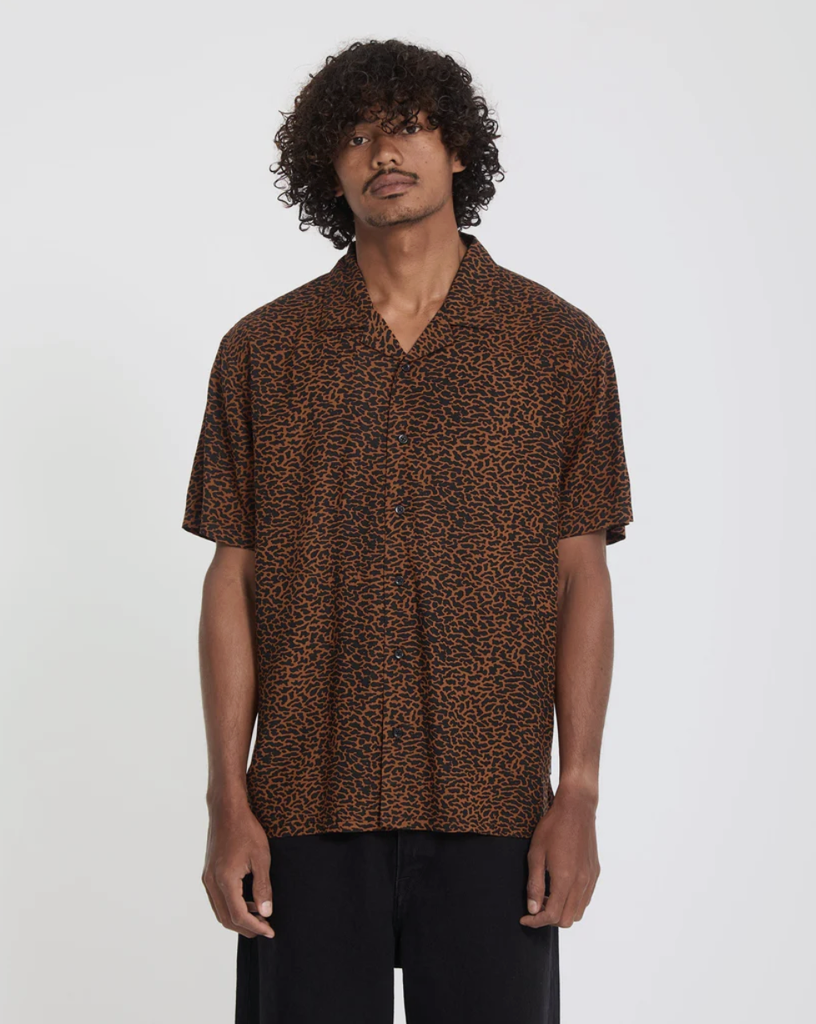 Camisa Volcom Utopias Print - Brown Horn