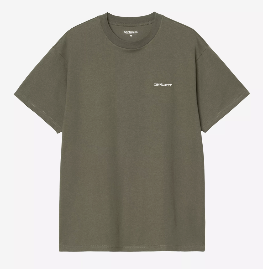 Camiseta Carhartt WIP Script Embroidery - Leaf/White