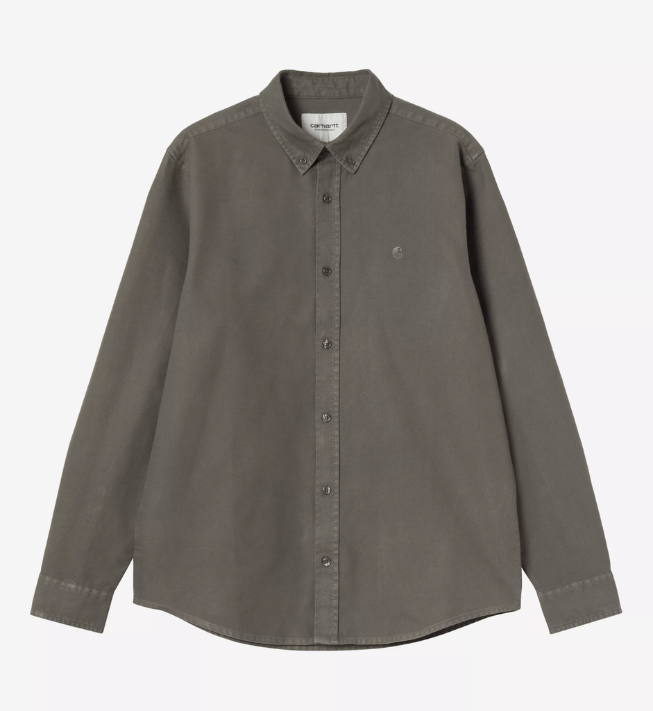 Camisa Carhartt WIP L/S Bolton - Shungite (Garment Dyed)