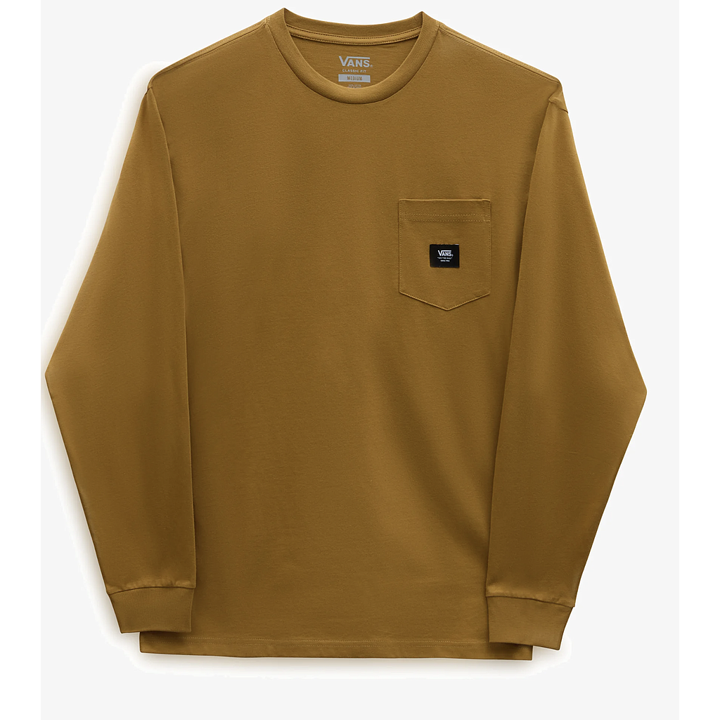 Camiseta Manga Larga Vans Woven Patch Pocket - Wood