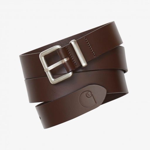 Cinturón Carhartt WIP Logo - Dark Brown/Silver