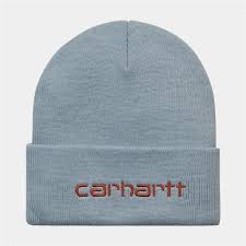 [4064958394969] Gorro Carhartt WIP Script Beanie - Misty Sky/Brick