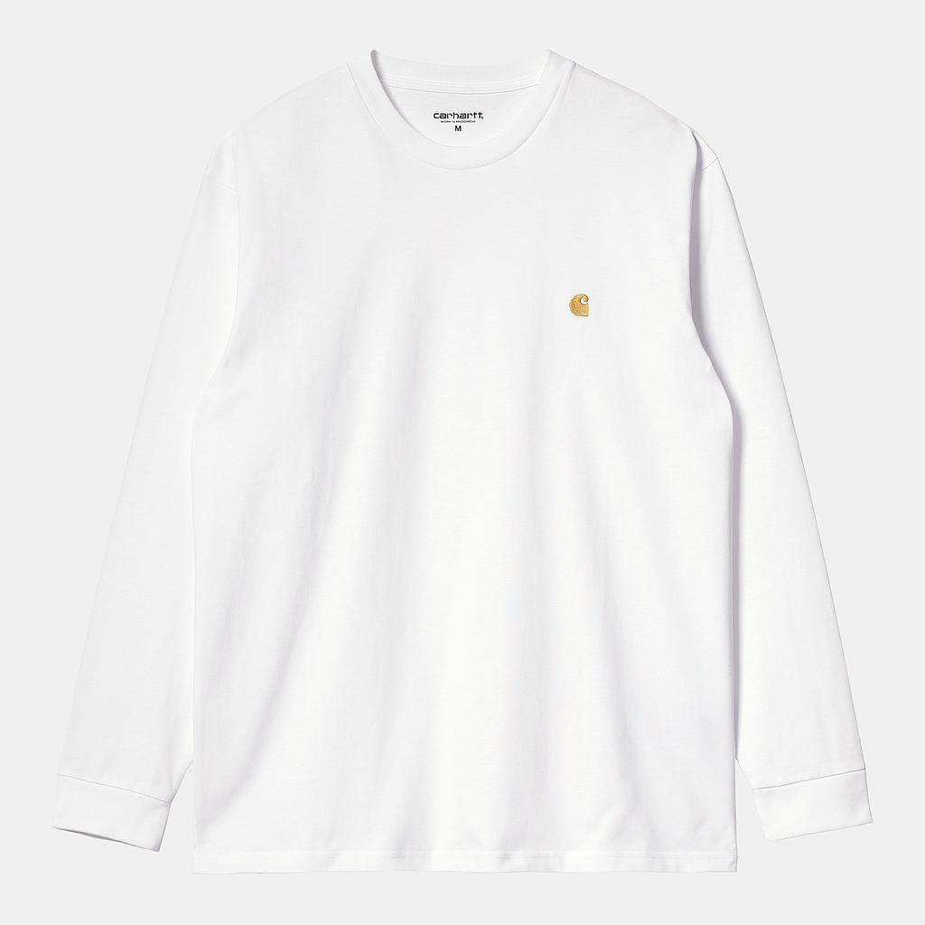 Camiseta Carhartt WIP L/S Chase - White/Gold