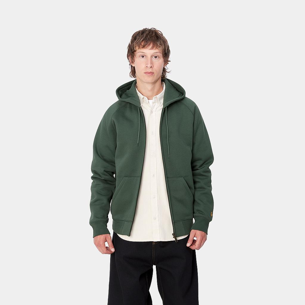 Sudadera con Cremallera Carhartt WIP Chase - Sycamore Tree/Gold