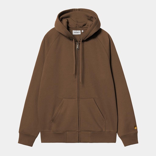 [I033664_Chocolate_/_Gold] Sudadera con Cremallera Carhartt WIP Chase - Chocolate/Gold