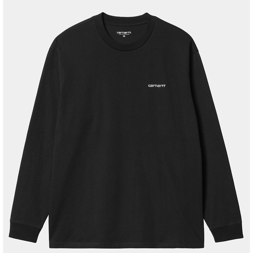 [I032306_Black_/_White] Camiseta Manga Larga Carhartt WIP L/S Script Embroidery T-Shirt - Black / White