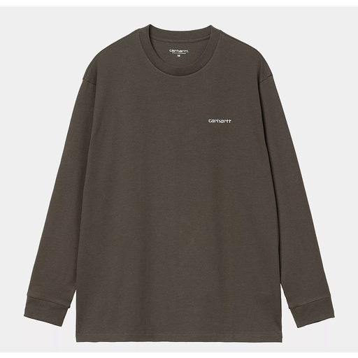 [I032306_Cypress_/_White] Camiseta Manga Larga Carhartt WIP L/S Script Embroidery - Cypress/White