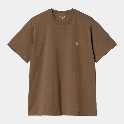 [I026391_Chocolate_/_Gold] Camiseta Carhartt WIP Chase - Chocolate/Gold