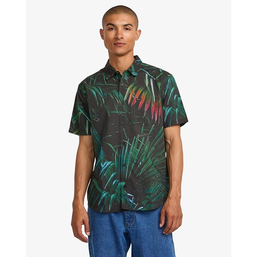 Camisa RVCA Hawaii Palms - Black (BLK)